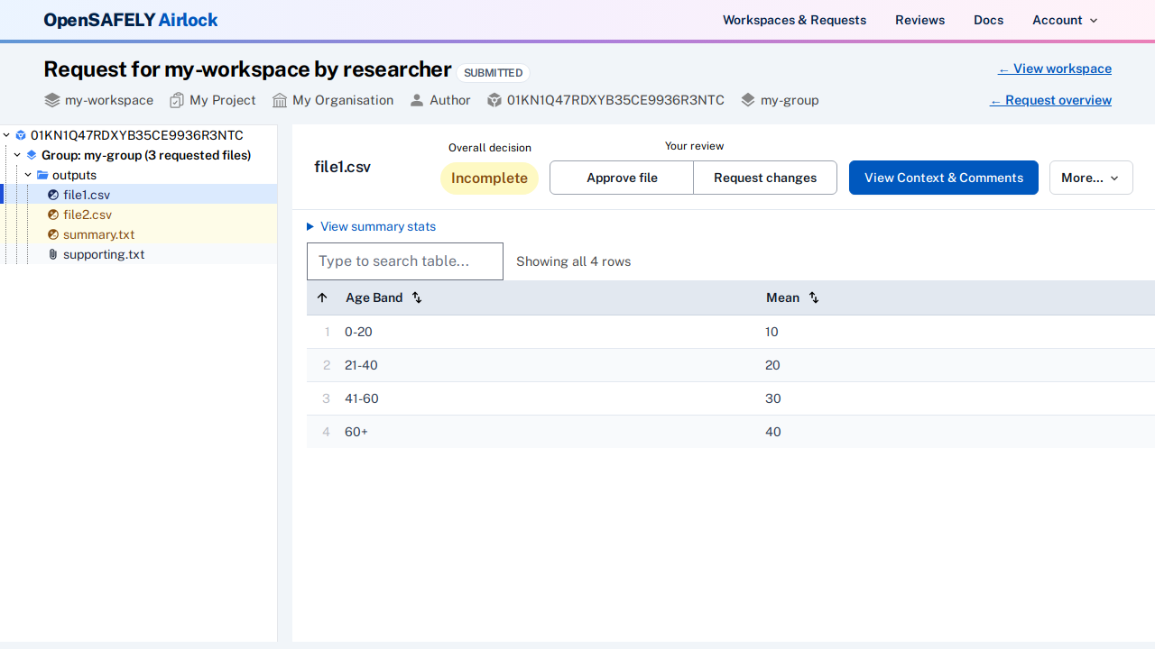 Request file page